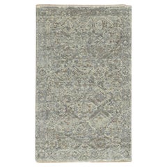 3'x5' Gray Erased and Broken Garden Design Hand Knotted Pure Wool Runner Rug