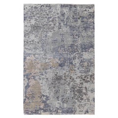 3'x5' Gris Erased Design Laine et Soie Runner Tapis d'Orient Noué à la main Sh58463