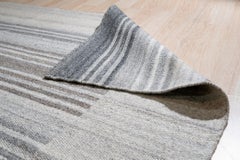 3x5 Gray Handwoven Wool Viscose Subtle Banding Geometric Modern Carpet Rug