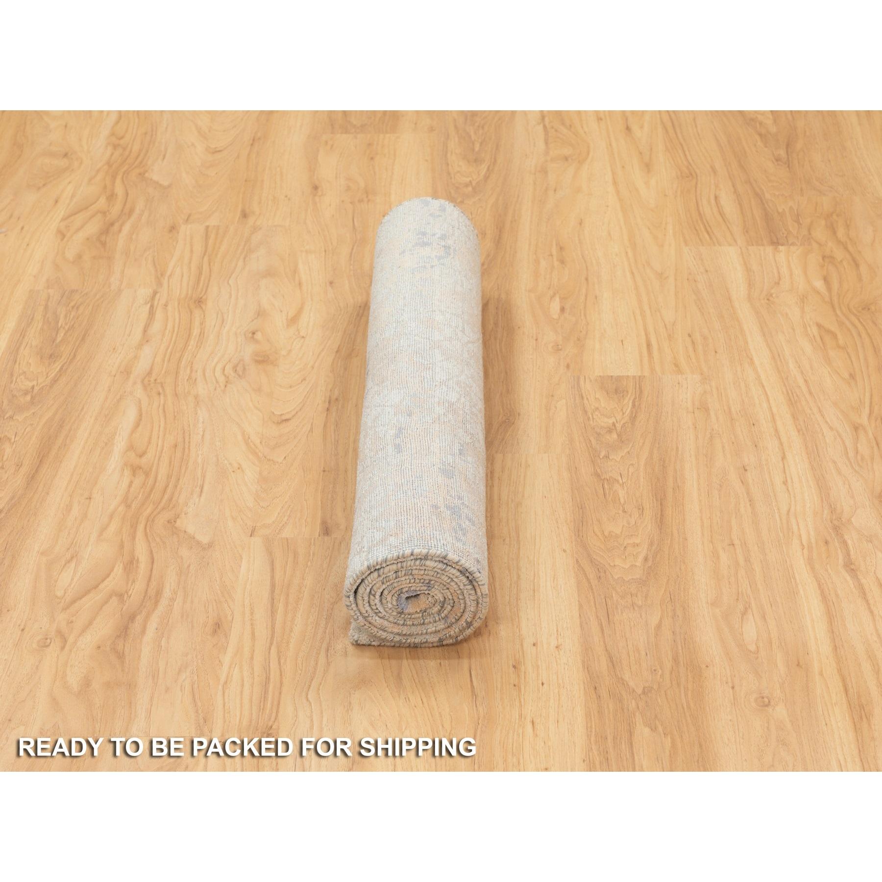 3'x5' Tapis oriental moderne noué à la main en laine grise et soie pure au design de mosaïque Neuf - En vente à Carlstadt, NJ