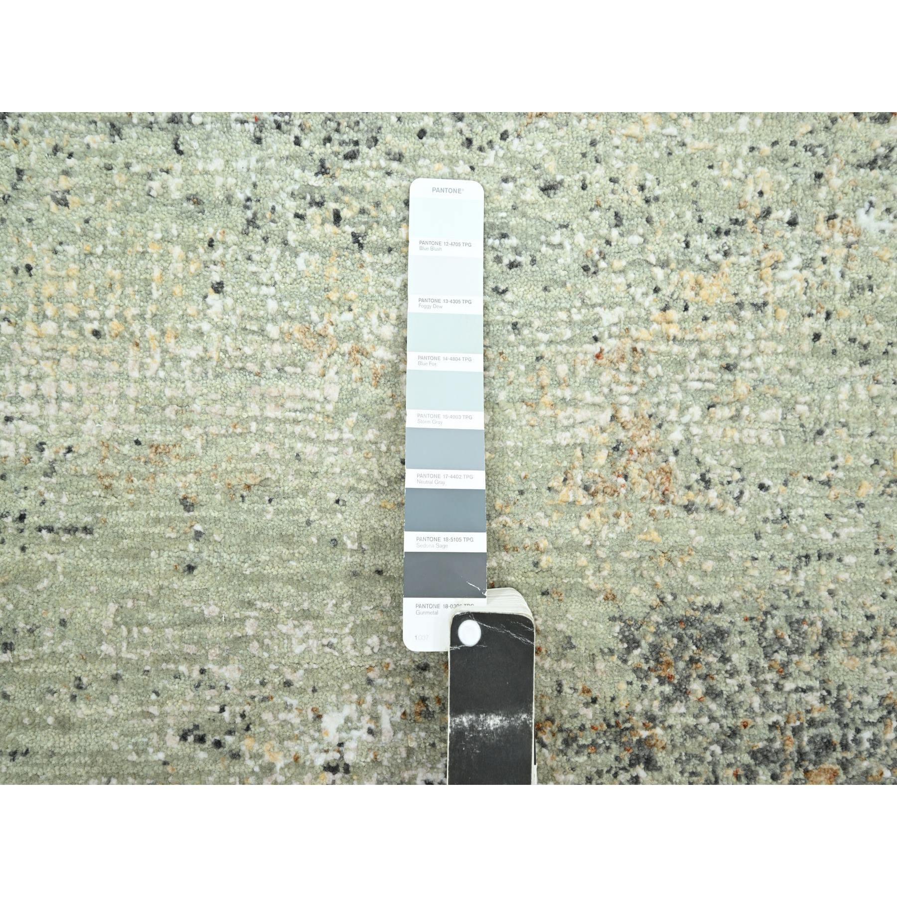 Indiano 3'x5' Verde Astratto Galaxy Design Persiano Nodo in Pura Lana Annodato a Mano in vendita