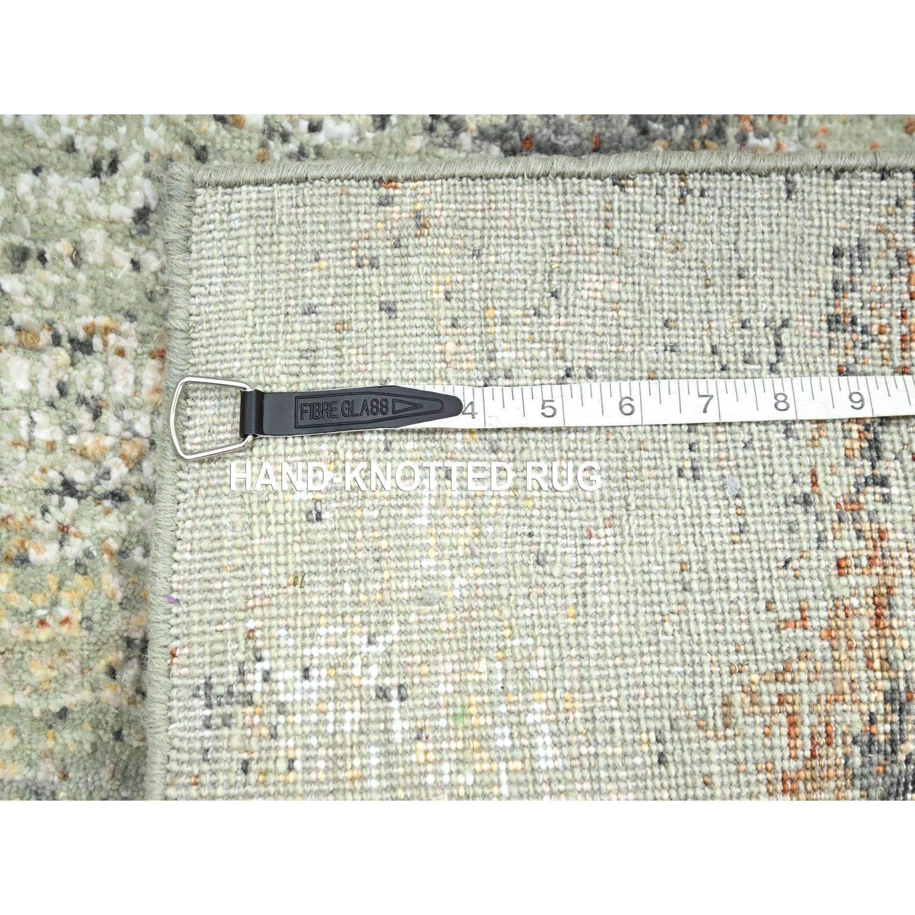 XXI secolo e contemporaneo 3'x5' Verde Astratto Galaxy Design Persiano Nodo in Pura Lana Annodato a Mano in vendita