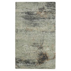 3'x5' Verde Astratto Galaxy Design Persiano Nodo in Pura Lana Annodato a Mano