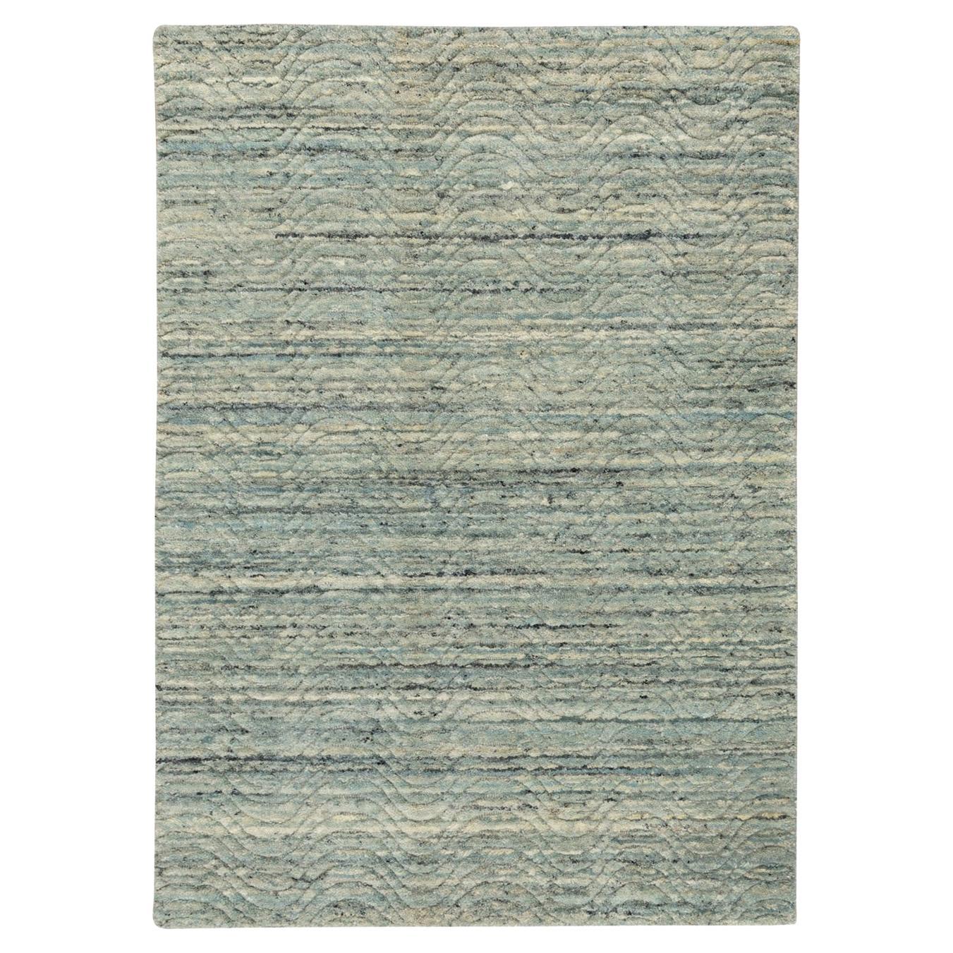 3
x5
 Green Hand Loomed Variegated Textured Design Wool Transitional Rug For Sale