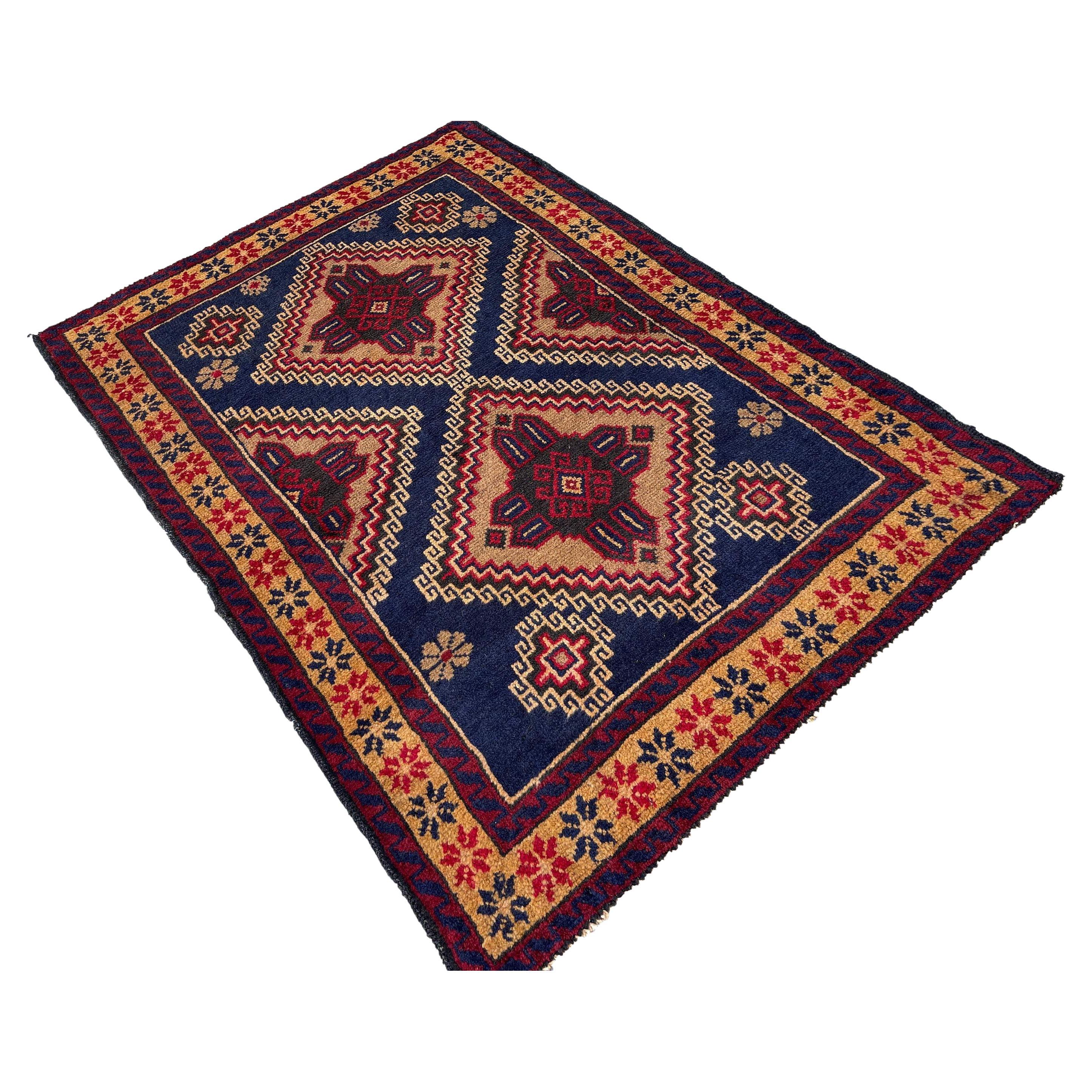 Hand-Knotted Afghan Baluch Rug Premium Hand-Spun Afghan Wool Fair Trade For Sale