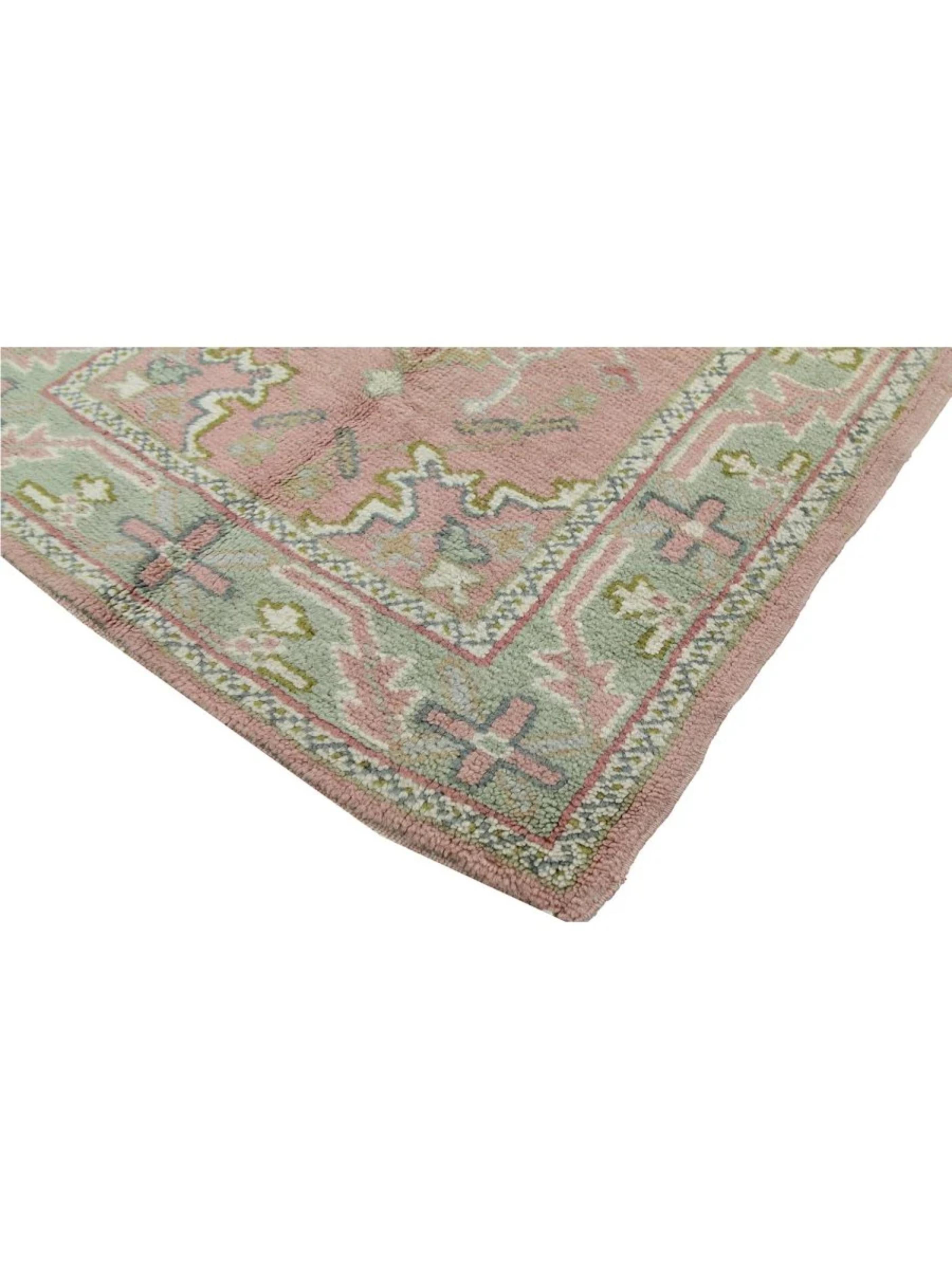 3x5 Handgeknüpfter antiker türkischer Oushak-Teppich im Zustand „Gut“ im Angebot in Dallas, TX