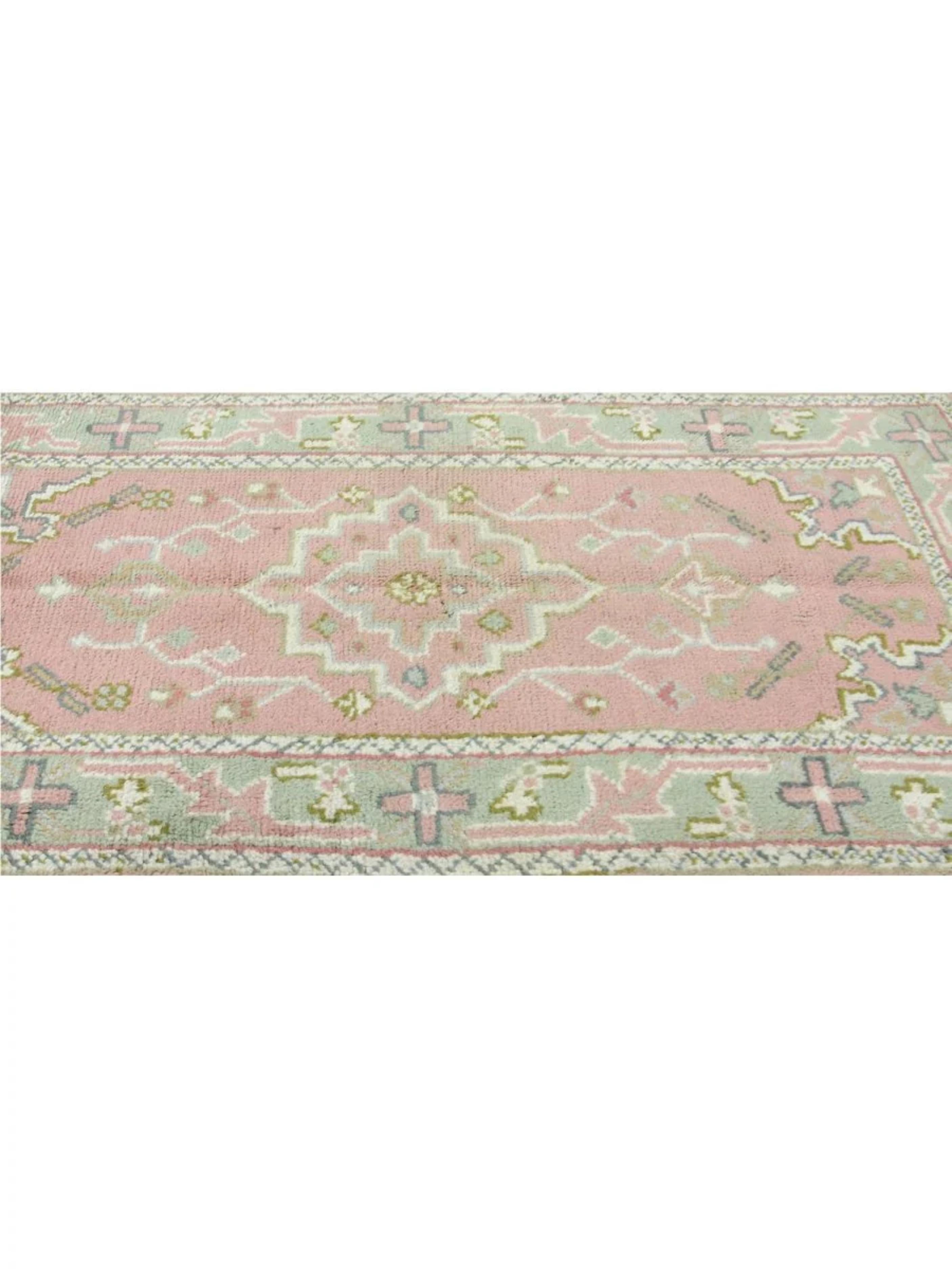 3x5 Handgeknüpfter antiker türkischer Oushak-Teppich (Mitte des 20. Jahrhunderts) im Angebot