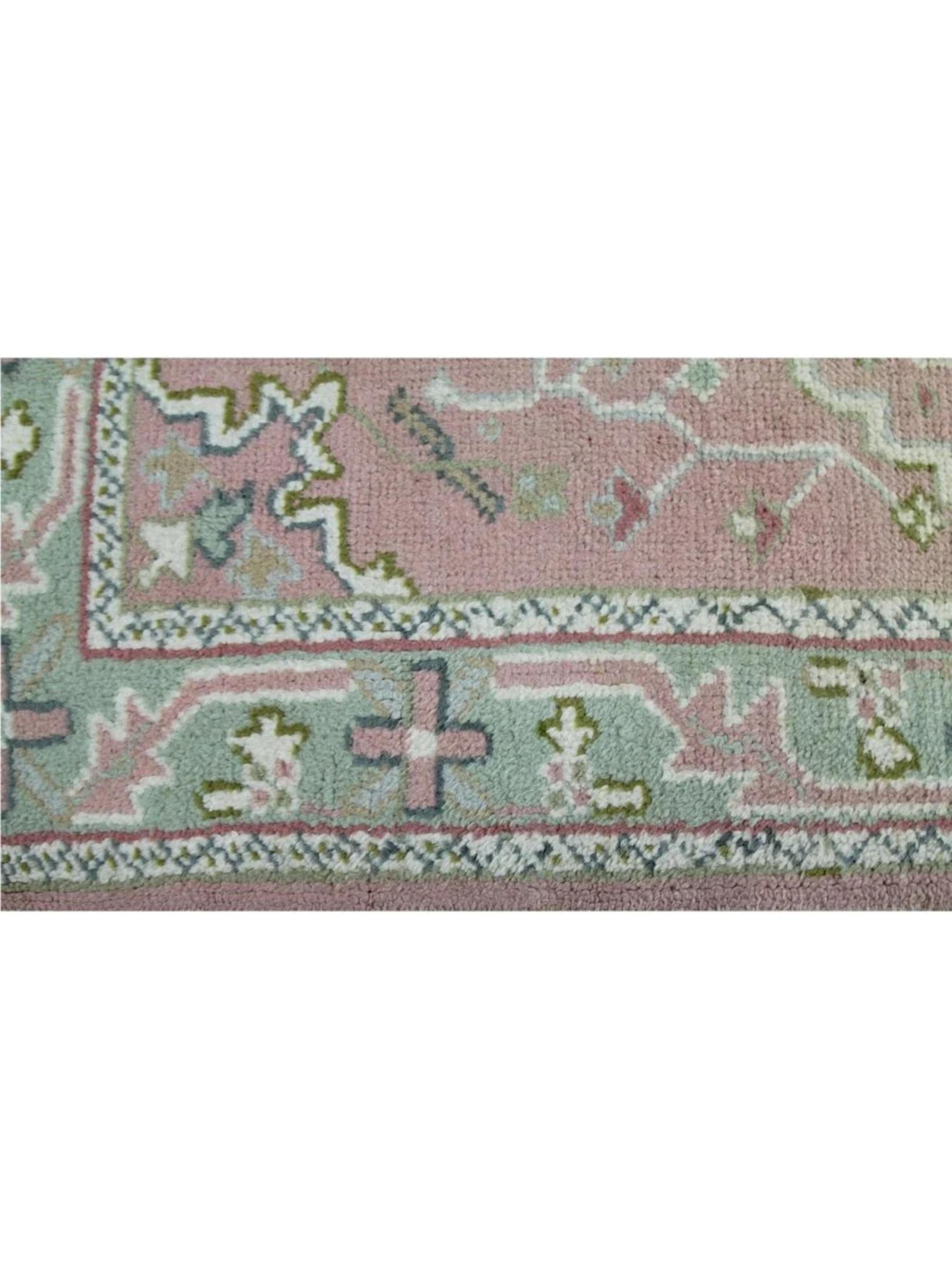 3x5 Handgeknüpfter antiker türkischer Oushak-Teppich (Wolle) im Angebot