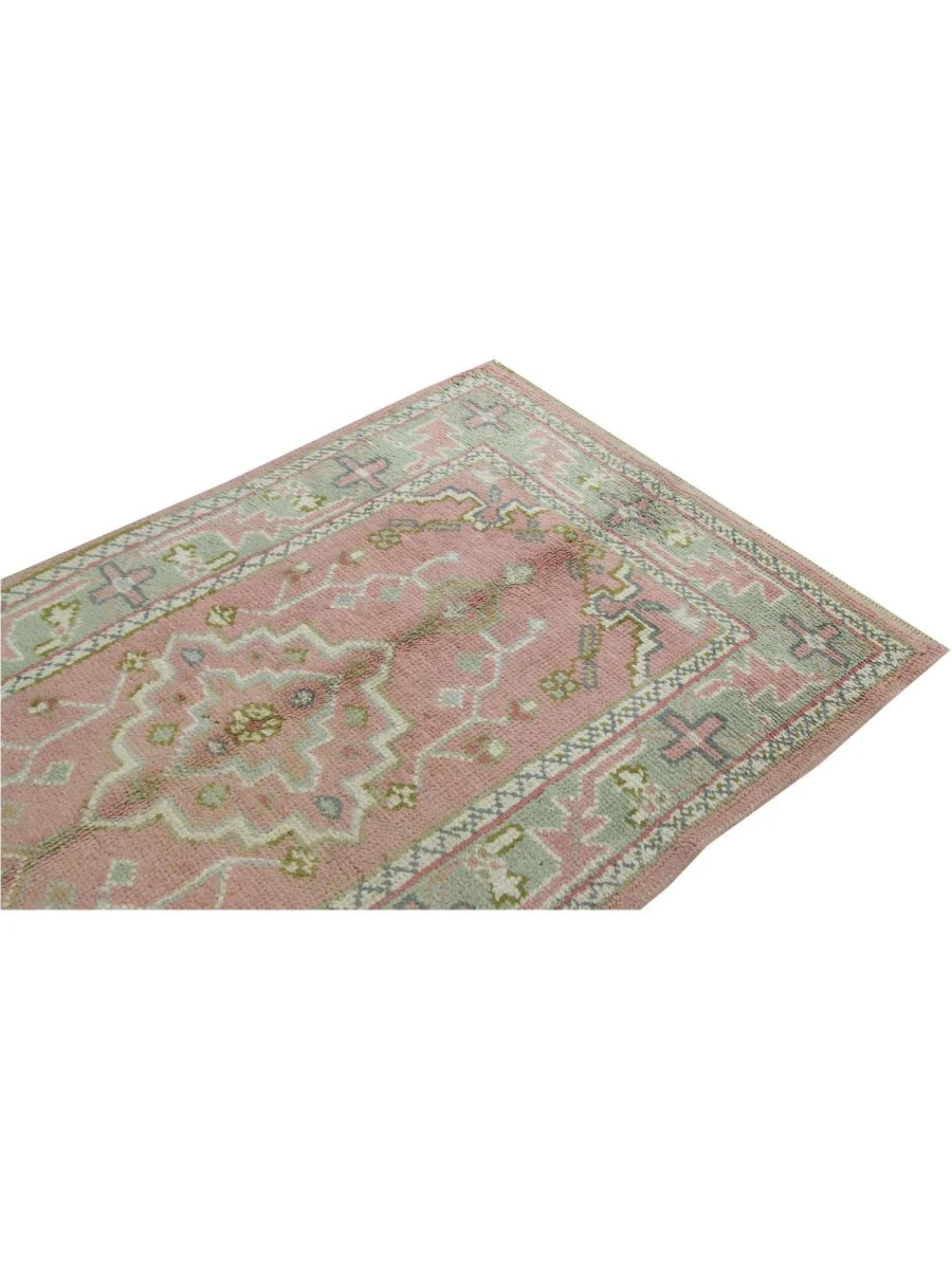 3x5 Handgeknüpfter antiker türkischer Oushak-Teppich im Angebot 1