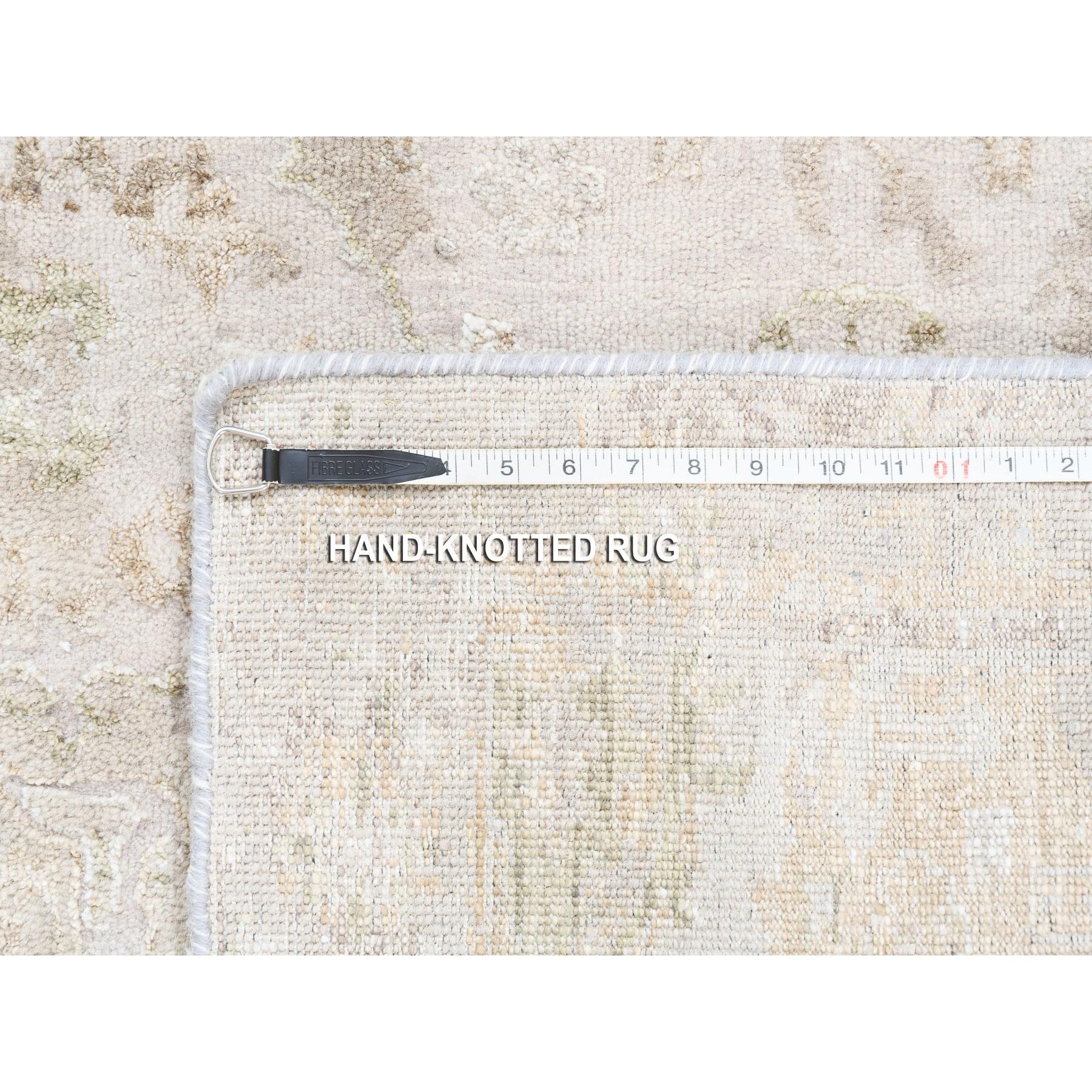 3'x5' Hand Knotted Beige Modern Wool And Silk Oriental Rug For Sale 2