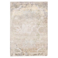 3'x5' Alfombra Oriental Moderna de Lana y Seda Anudada a Mano Beige