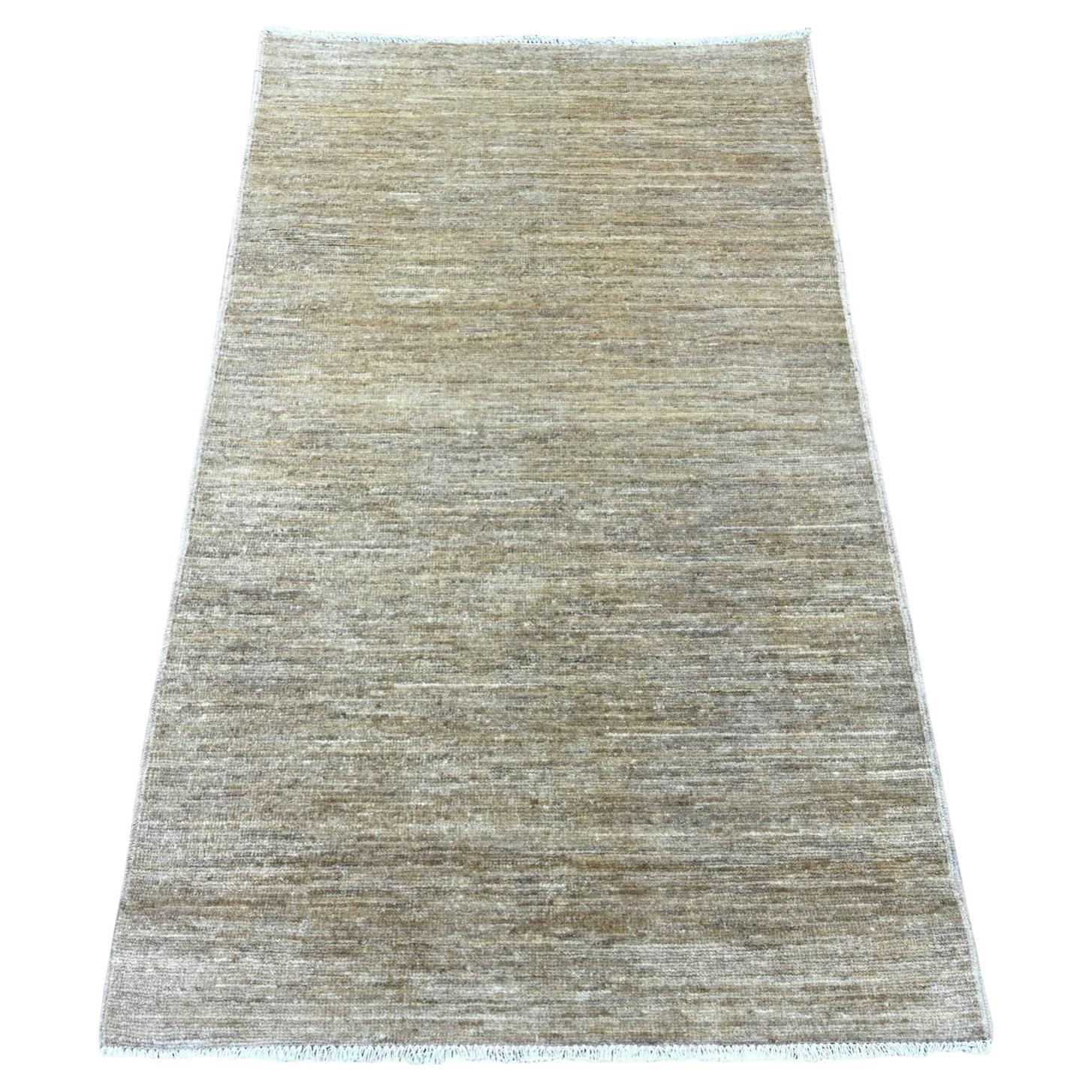 3'x5' Irish Brown Plain Solid Pattern Hand Knotted Ghazni Wool Oriental Rug