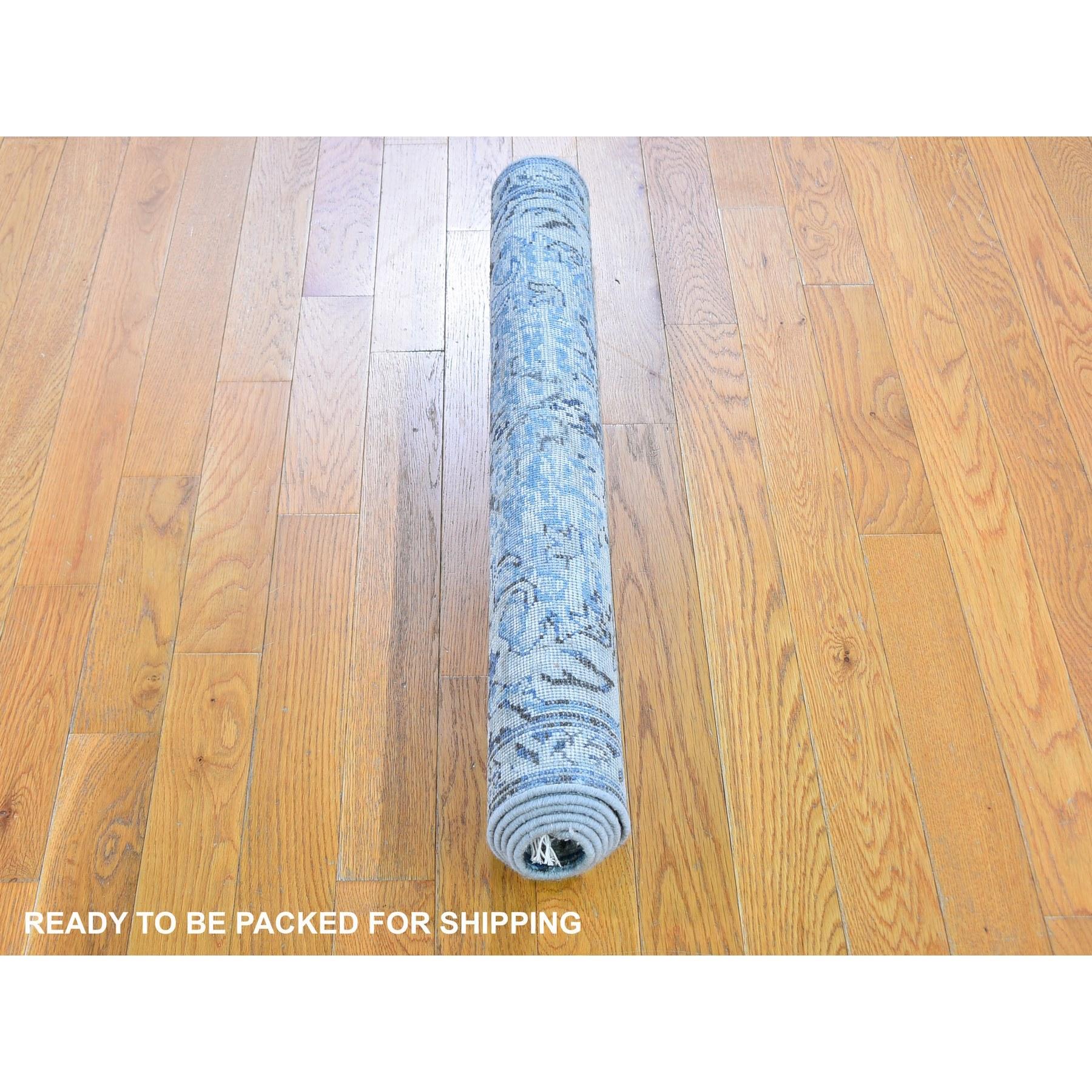 3'x5' Elfenbein Distressed Oushak Teppich aus reiner Seide mit strukturierter Wolle, handgeknüpft im Zustand „Neu“ im Angebot in Carlstadt, NJ