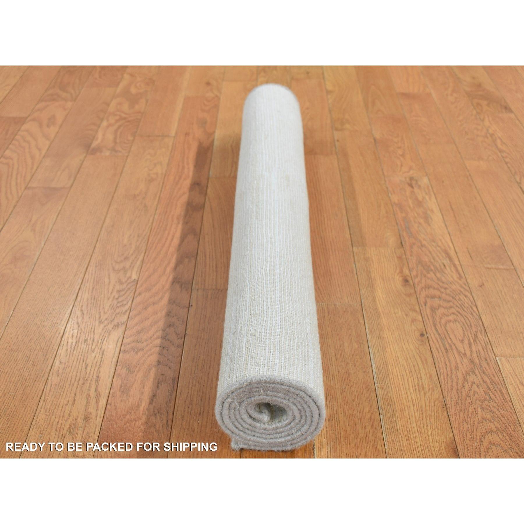 3'x5' Marfil, Seda con Lana, Diseño de Estrías Tono sobre Tono, Alfombra Anudada a Mano Siglo XXI y contemporáneo en venta