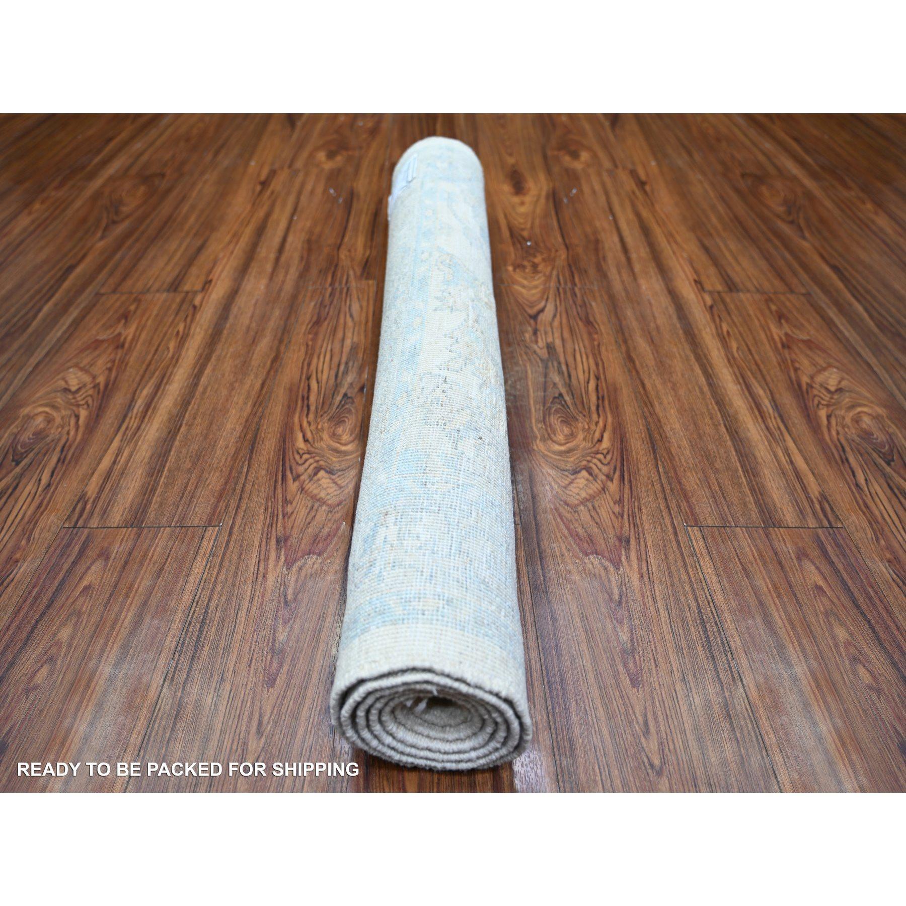 3'x5' Elfenbein Weiß Wash Peshawar Weiche Wolle Handgeknüpft Läufer Orientteppich (Afghanisch) im Angebot