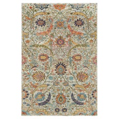 3'x5' Manchester Tan Tapis noué à la main en soie et laine Sickle Leaf Design