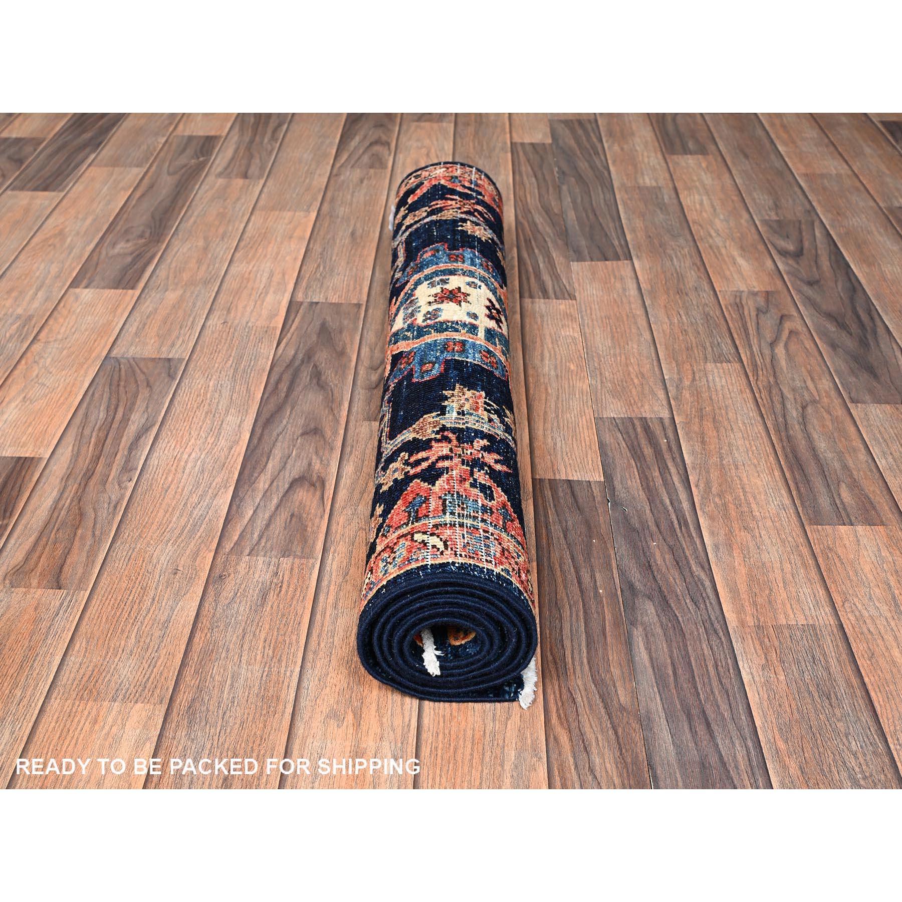 3'x5' Midnight Blue Heriz All Over Design Aryana Grade Hand Knotted Wool Rug en Nuevo estado para la venta en Carlstadt, NJ