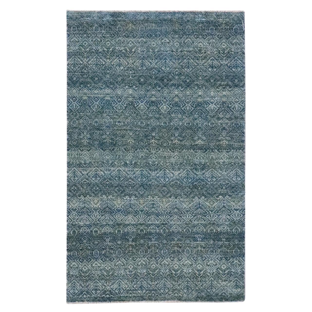 3'x5' Ocean Blue Kohinoor Herat Pattern Soft Wool Hand Knotted Oriental Rug