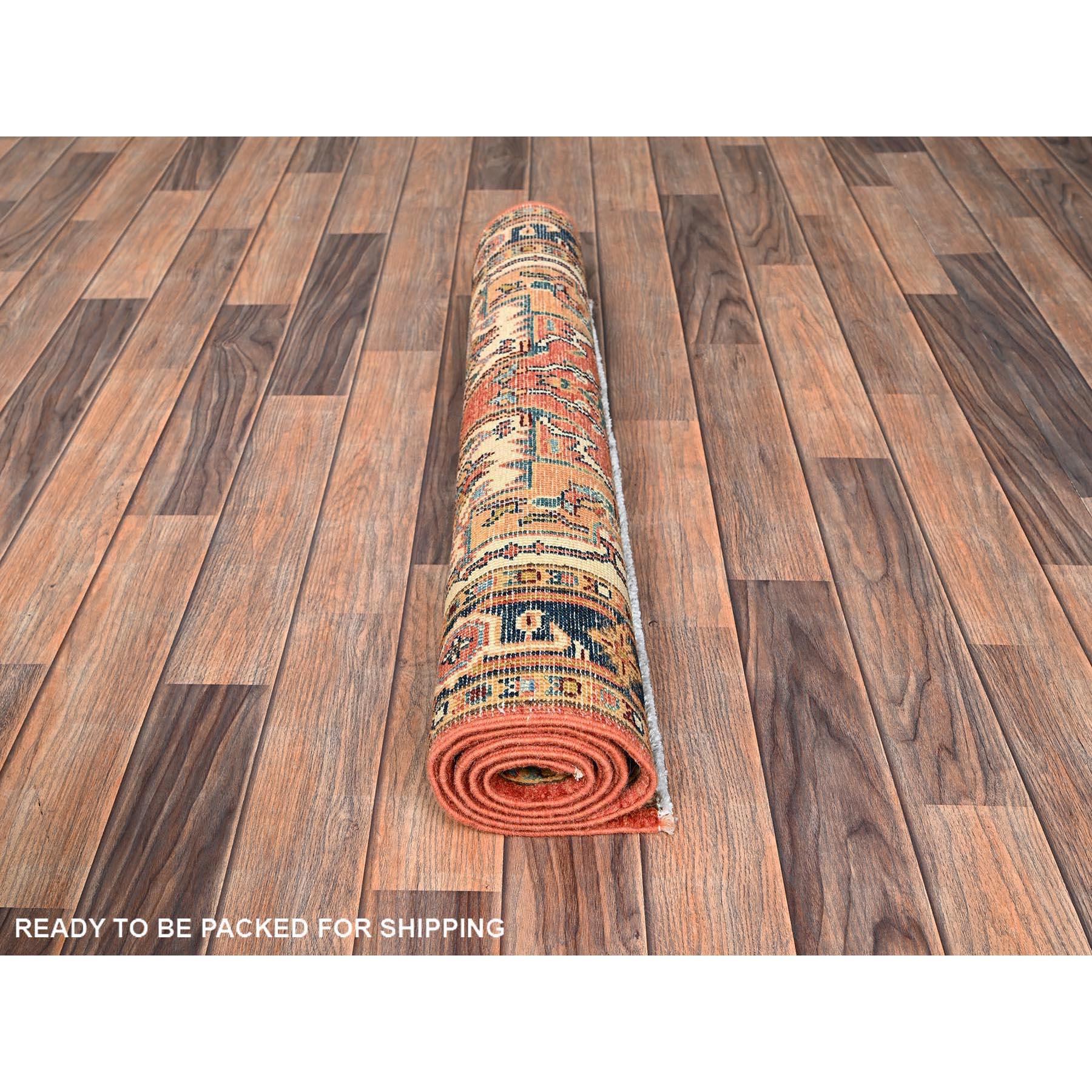 3'x5' Orange Afghan Peshawar with Serapi Heriz Design Hand Knotted Wool Rug In condizioni Nuovo in vendita a Carlstadt, NJ