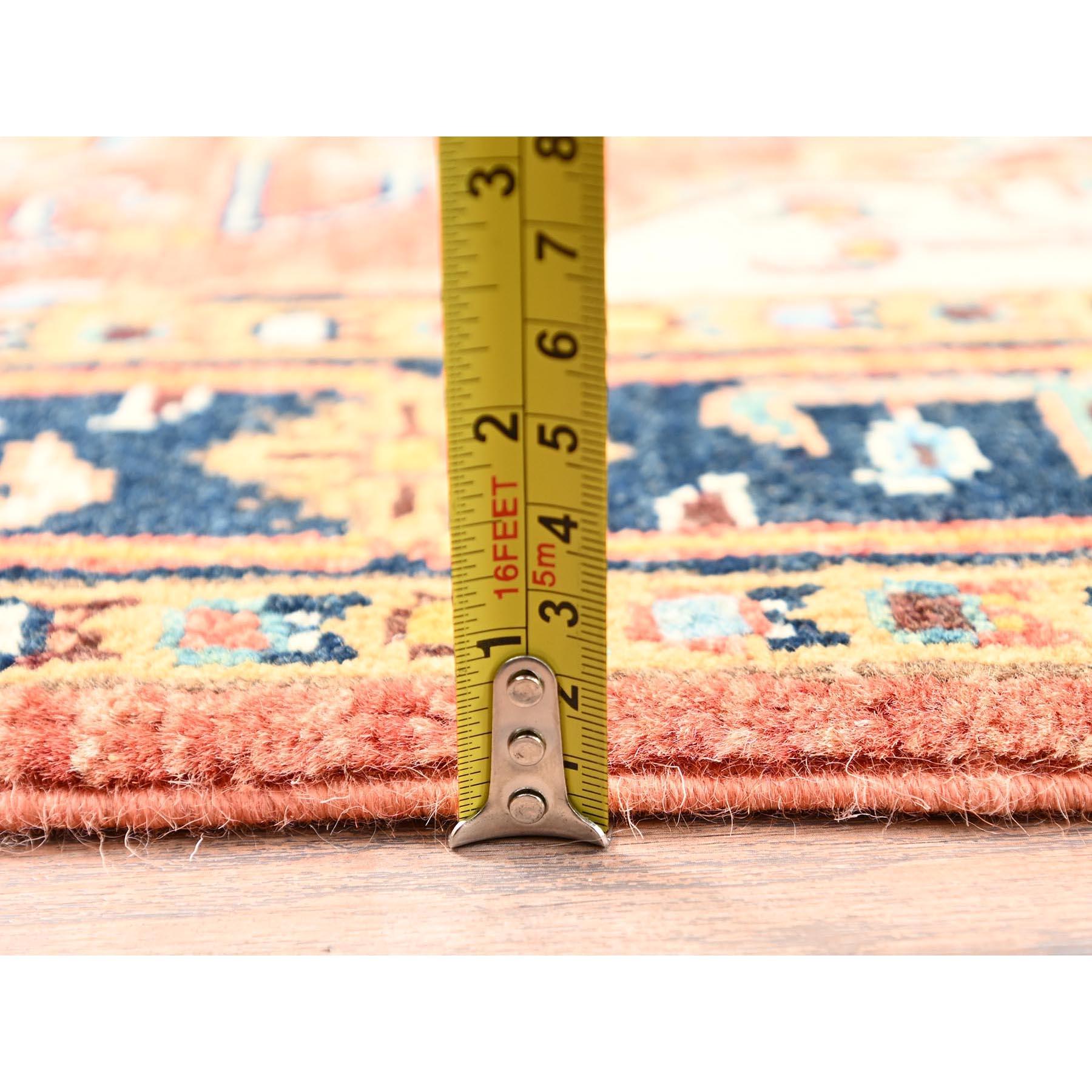 XXI secolo e contemporaneo 3'x5' Orange Afghan Peshawar with Serapi Heriz Design Hand Knotted Wool Rug in vendita