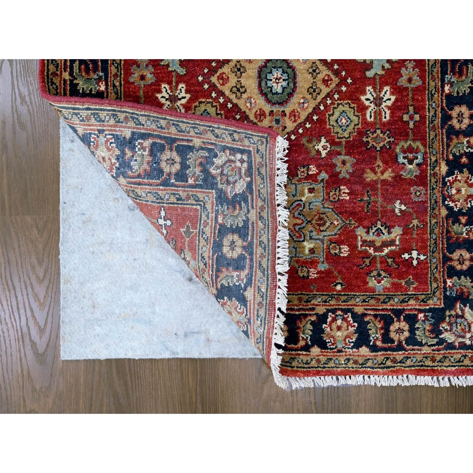 3'x5' Red Karajeh Design Geometric Medallions Hand Knotted Wool Oriental Rug Indio en venta