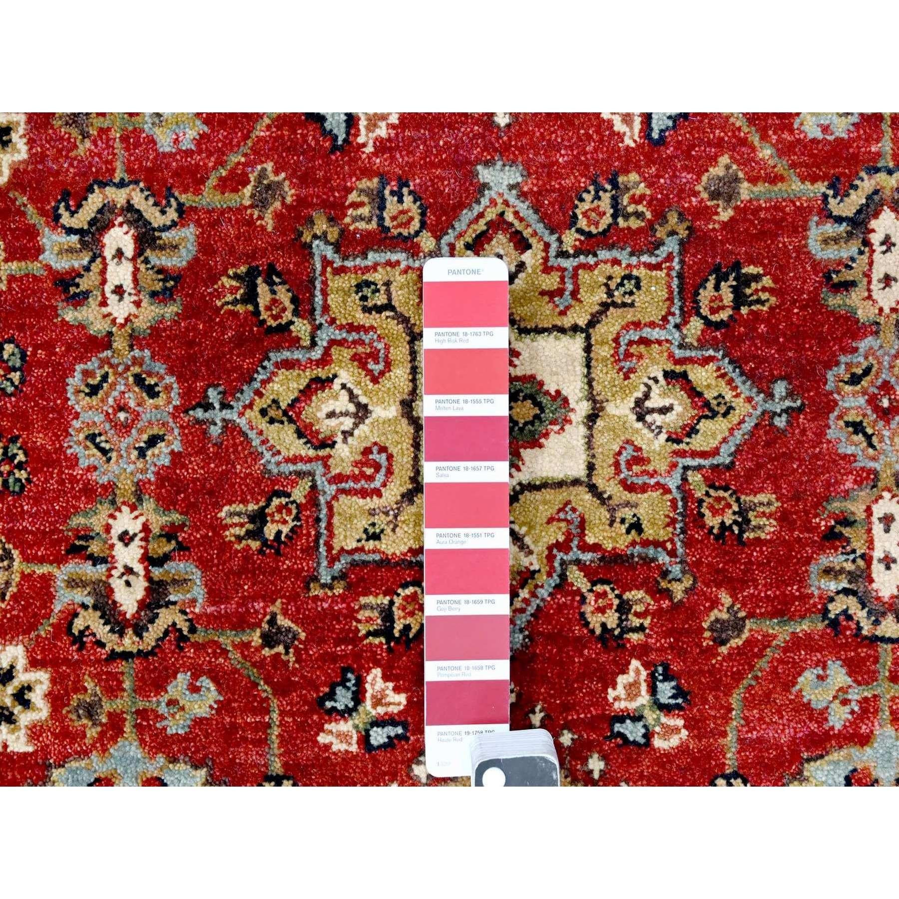 3'x5' Red Karajeh Design Geometric Medallions Hand Knotted Wool Oriental Rug Anudado a mano en venta