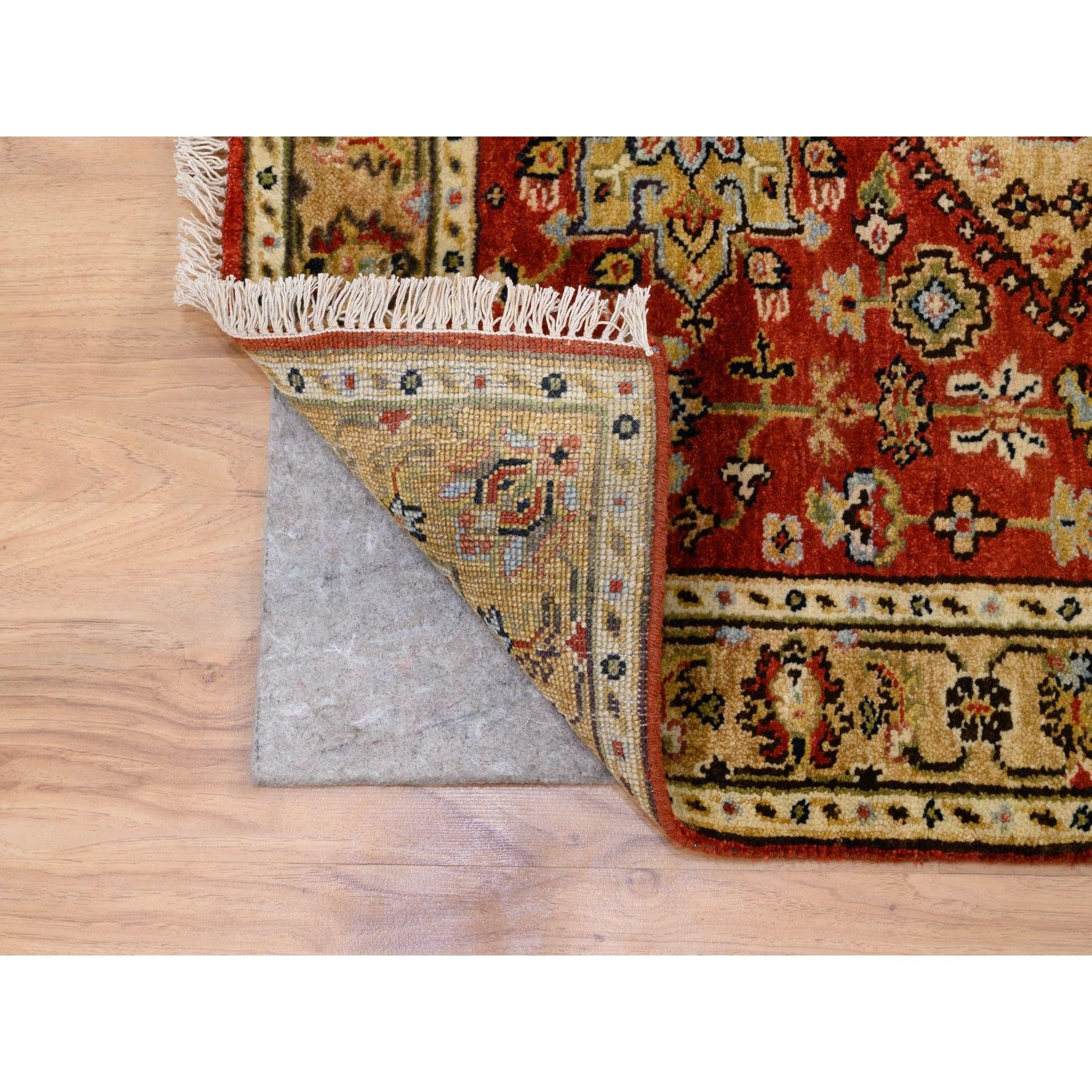 Heriz Serapi 3'x5' Red Pure Wool Karajeh Design Hand Knotted Oriental Rug For Sale