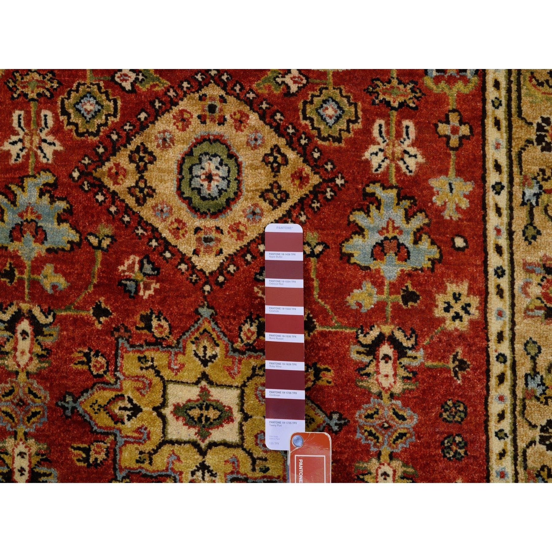 Indian 3'x5' Red Pure Wool Karajeh Design Hand Knotted Oriental Rug For Sale