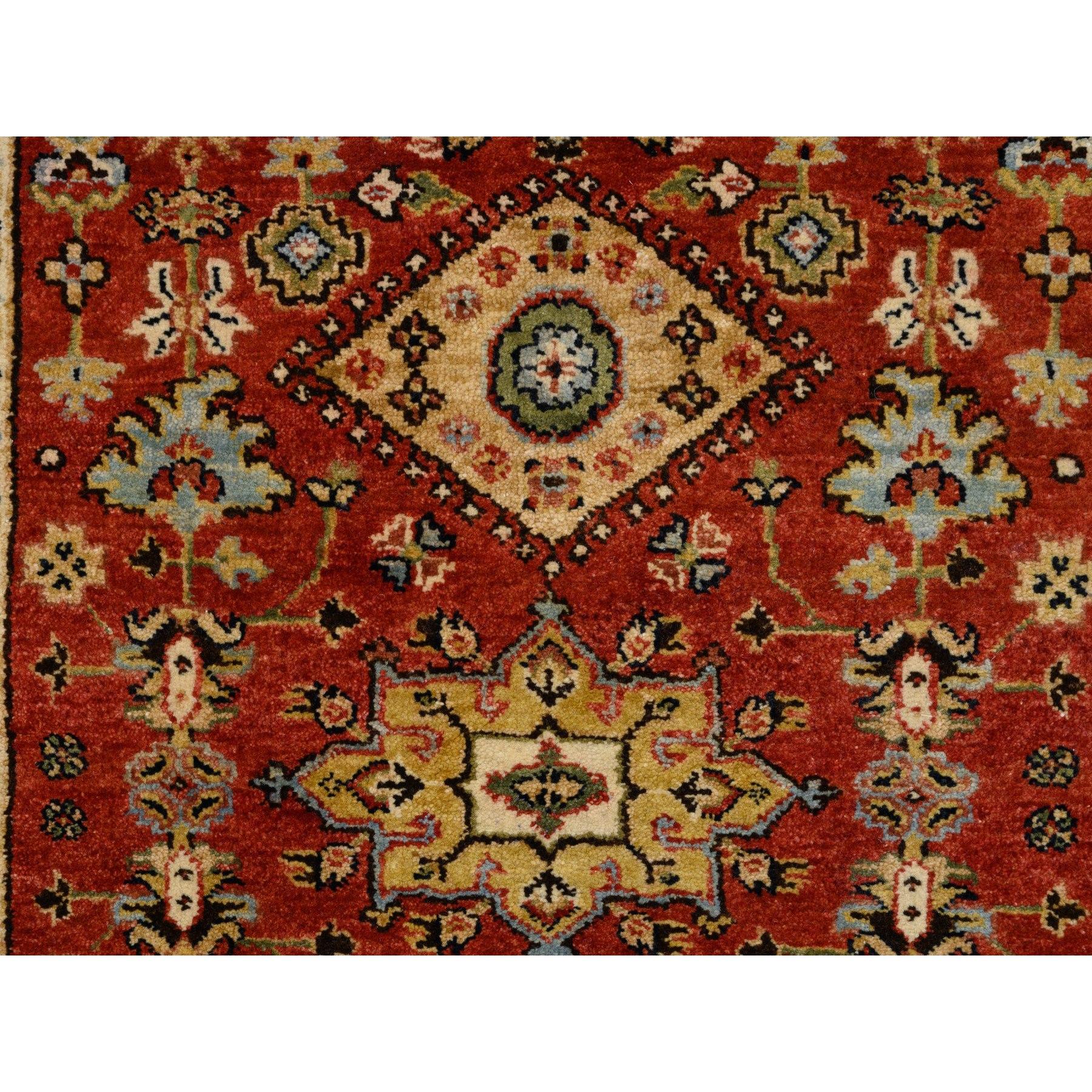 Hand-Knotted 3'x5' Red Pure Wool Karajeh Design Hand Knotted Oriental Rug For Sale
