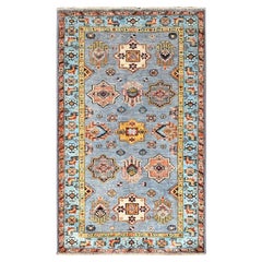 3'x5' Steeple Gray Handgeknüpfter Teppich aus reiner Wolle mit pflanzlichen Farbstoffen, dicht gewebt