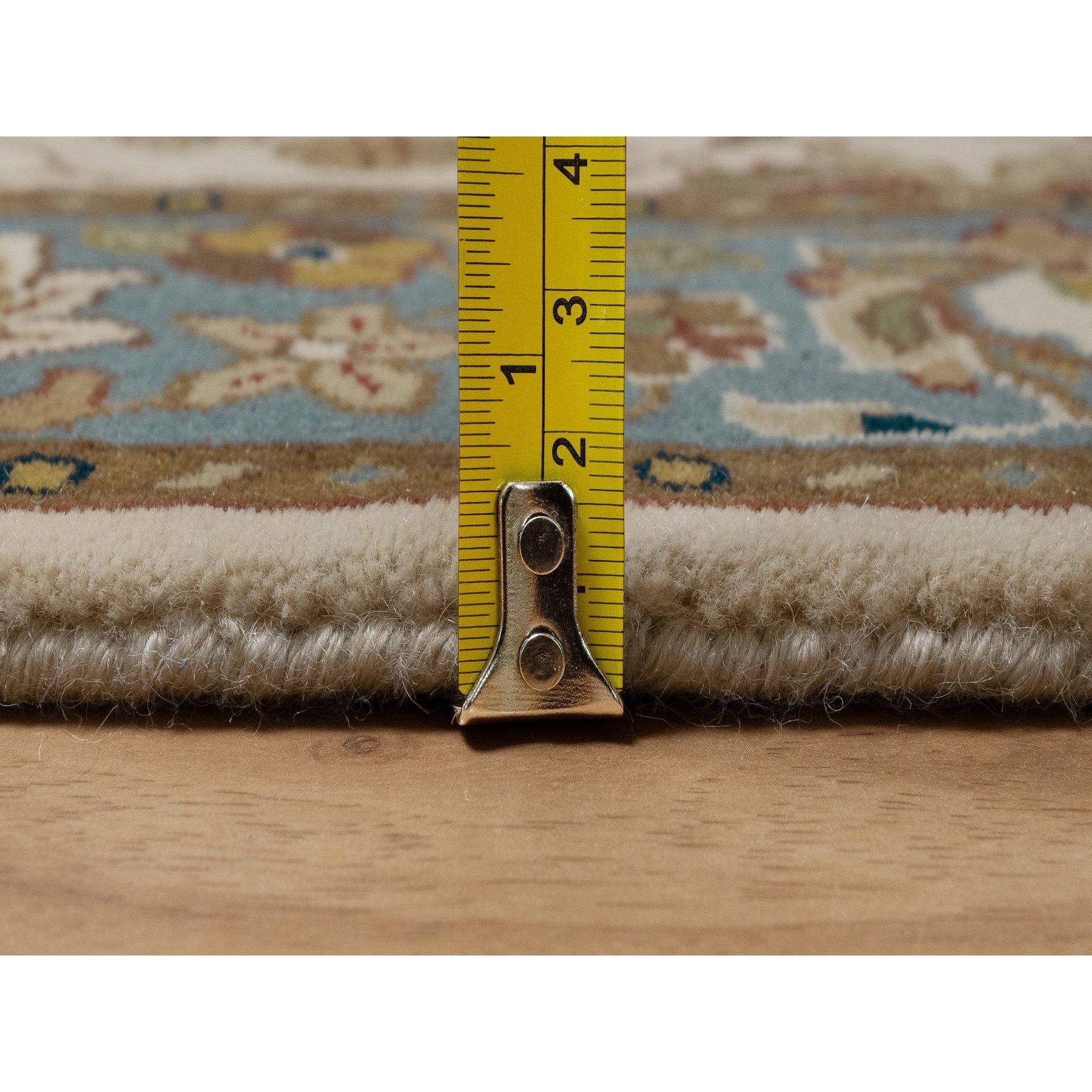 Contemporary 3'x5' Swan White 300 KPSI New Zealand Wool Kashan Design Hand Knotted Rug For Sale