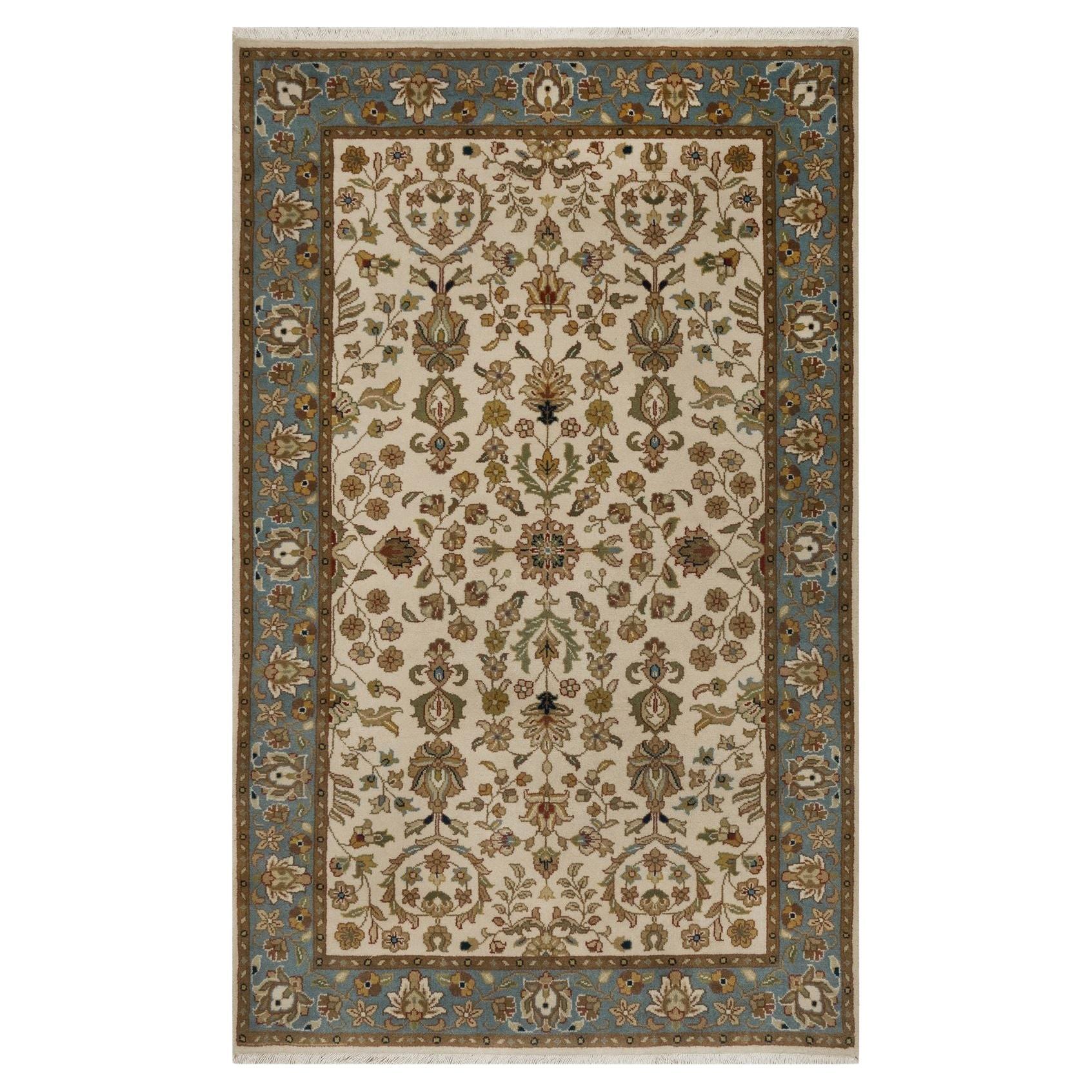 3'x5' Swan White 300 KPSI New Zealand Wool Kashan Design Hand Knotted Rug For Sale