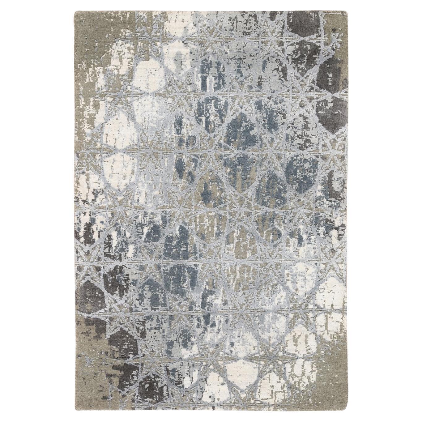 3'x5' The Honeycomb Hand Knotted Gray Wool and Silk Award Winning Design Rug