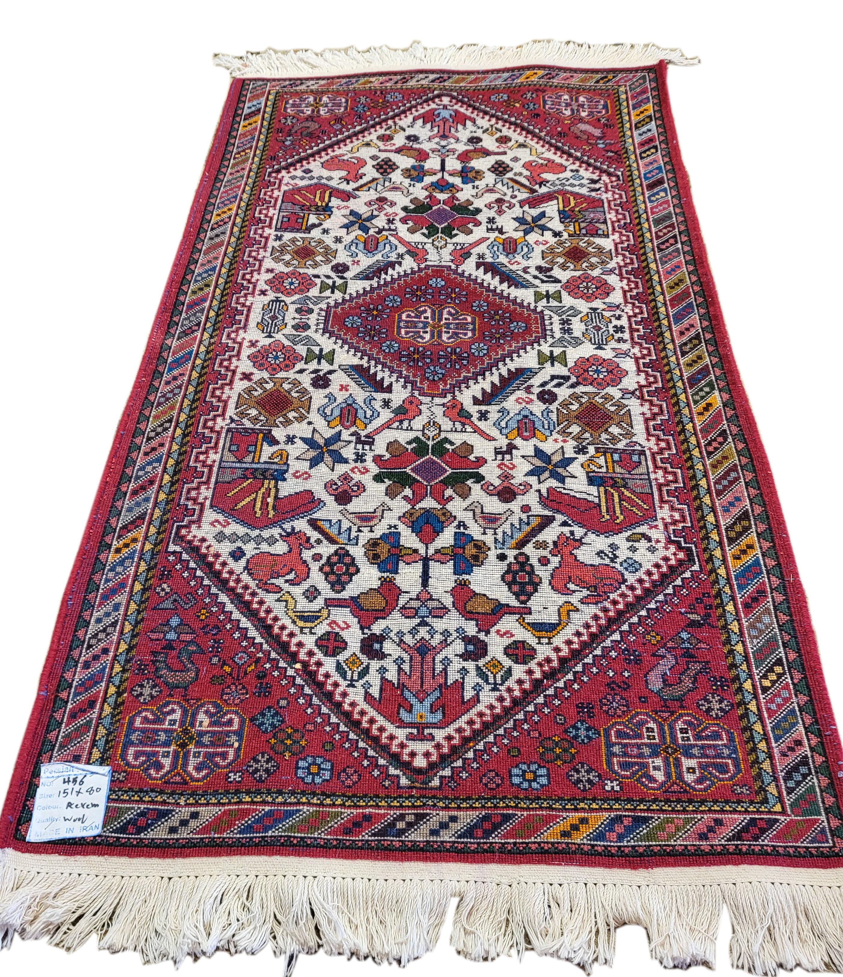 Hand-Knotted 3'x5' Antique Abadeh - Tribal Persian Rug - Cream For Sale