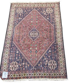 3'x5' Antiker Abadeh- persischer Stammes-Teppich in Rot/Blau