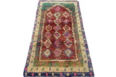 Vintage Turkish Tulu Shag Runner in multicolor Diamond Pattern by Rug & Kilim