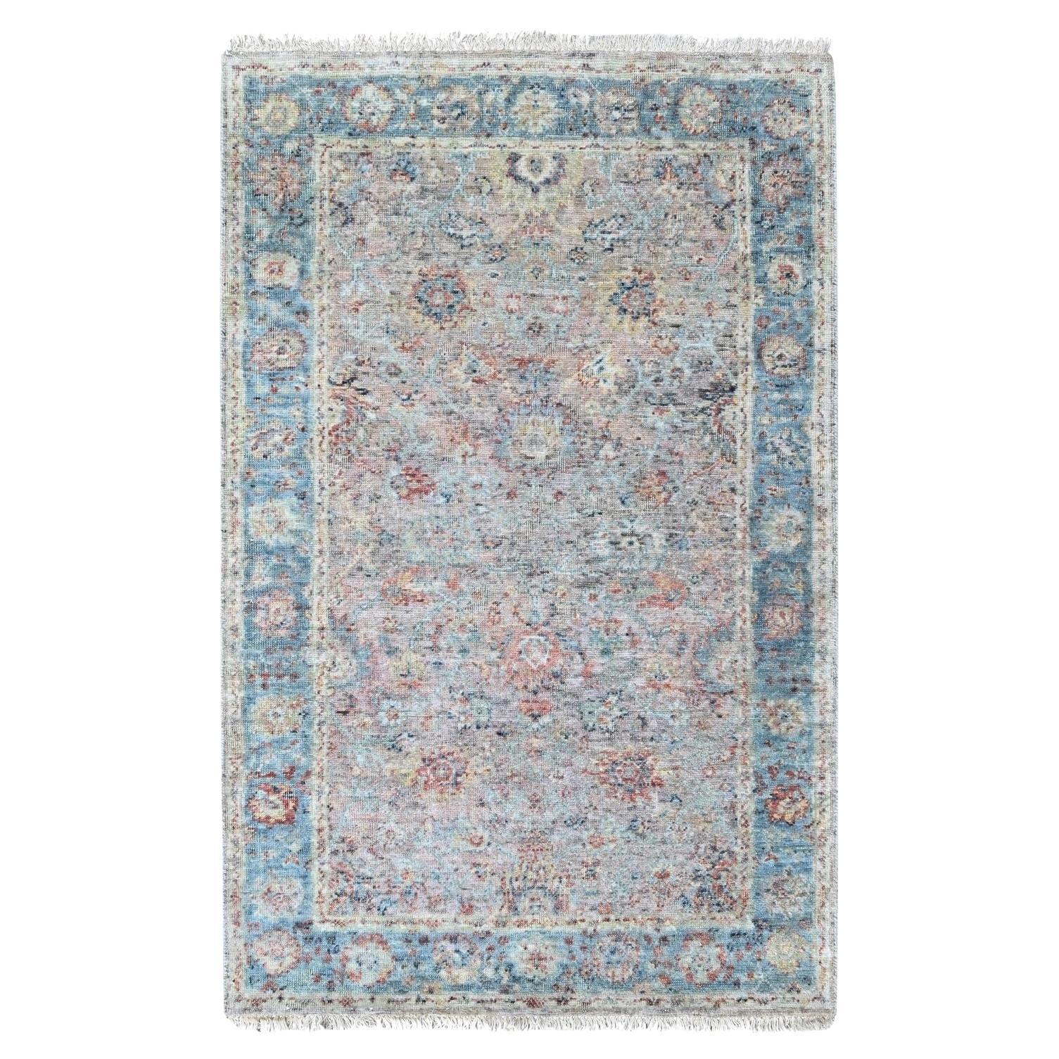 3'x5' Whisper Pink Pure Wool Hand Knotted Ziegler Mahal Design Zero Pile Rug For Sale