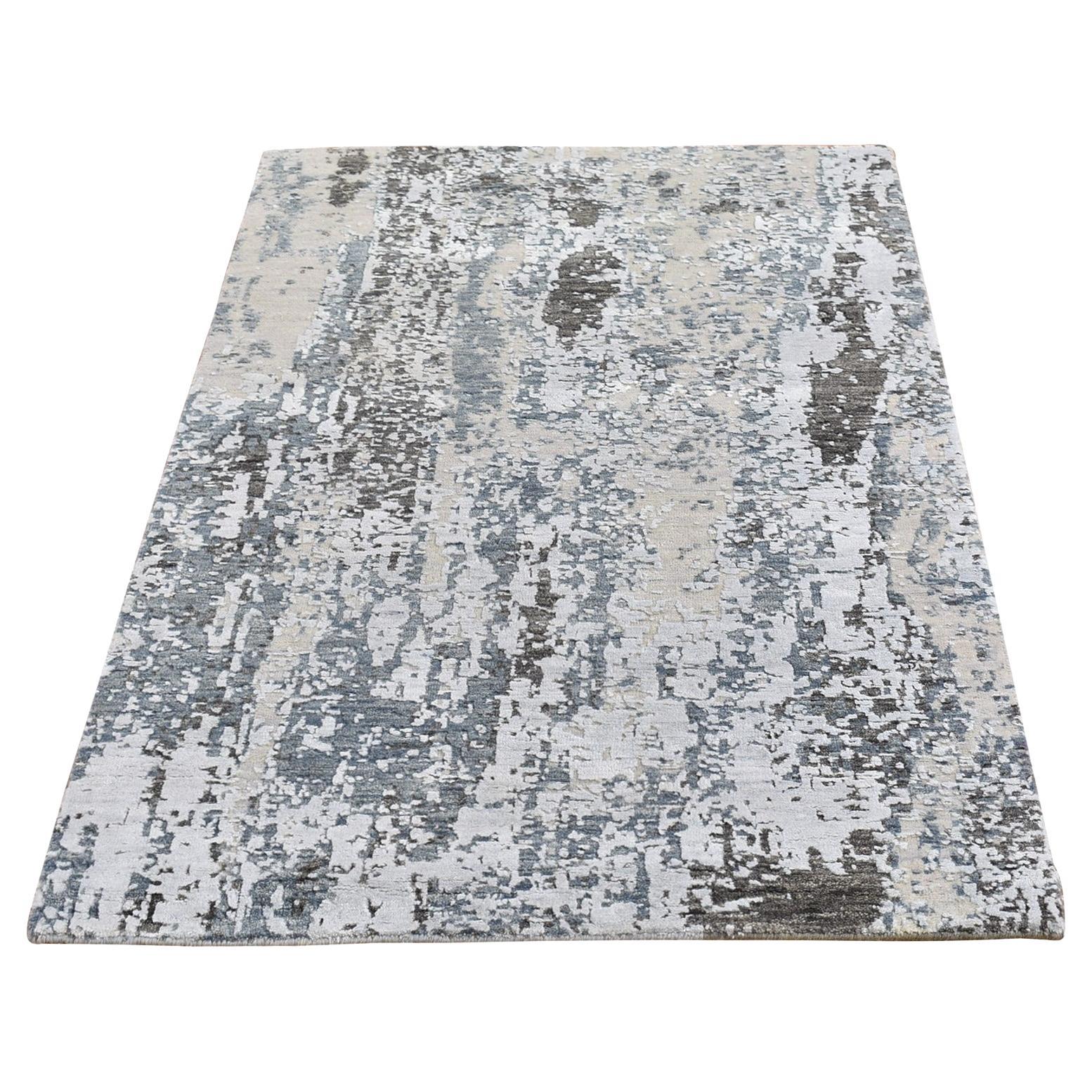 3'x5' Tapis en laine Persan Knots Denser Weave Abstract Design noué à la main en vente