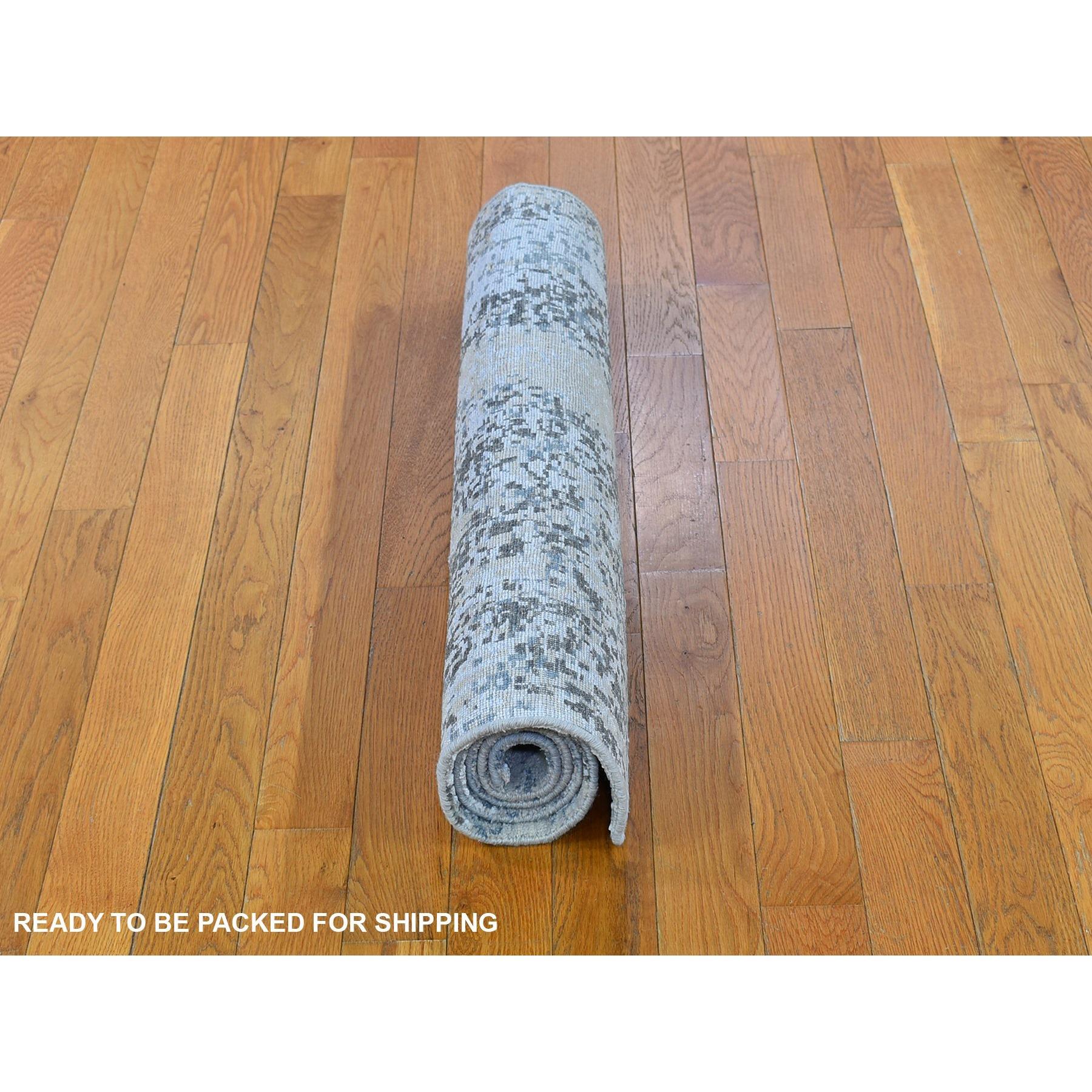 3'x5' Wolle Persisch Knoten Denser Weave Abstrakt Design Handmade Teppich (Indisch) im Angebot