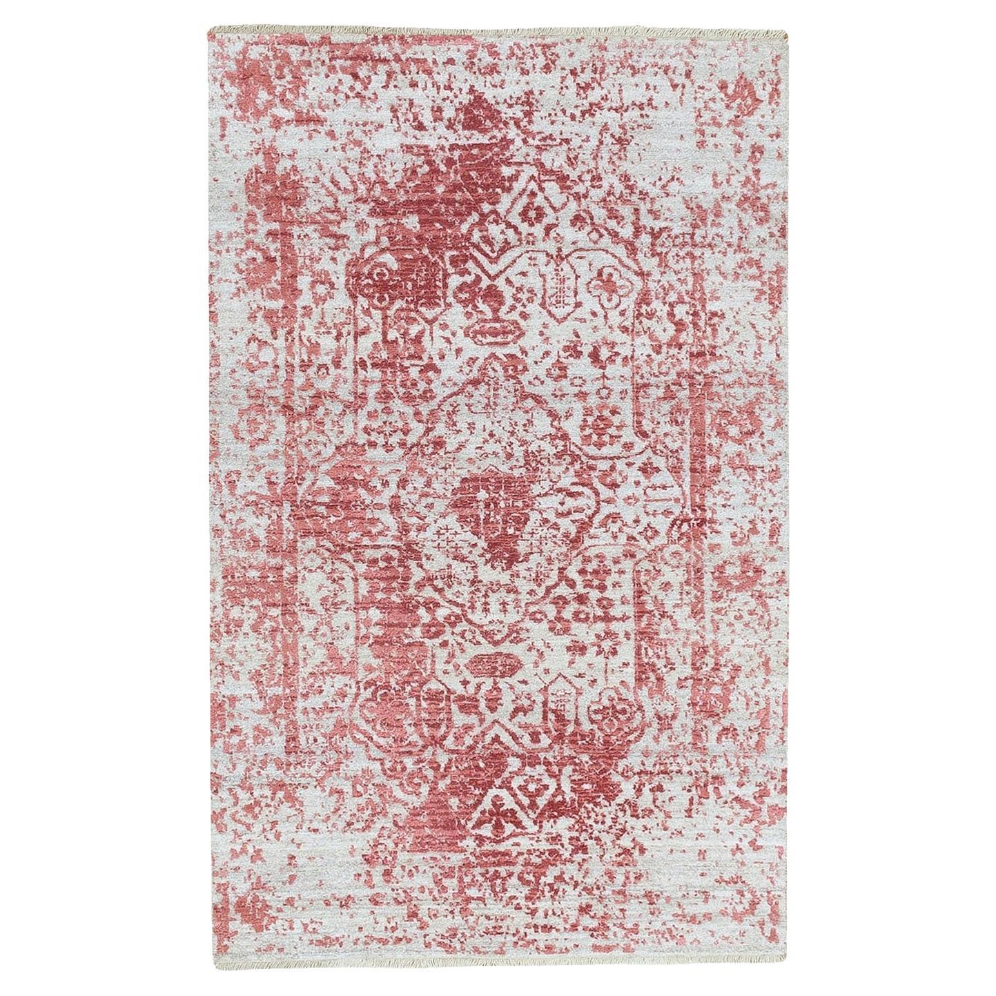 Tappeto orientale annodato a mano 3'x5' in lana e pura seta con disegno persiano spezzato in vendita