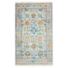 3
x5
1" Blue Hand Knotted Sultanabad Reimagined with Orange Leafs Wool Rug