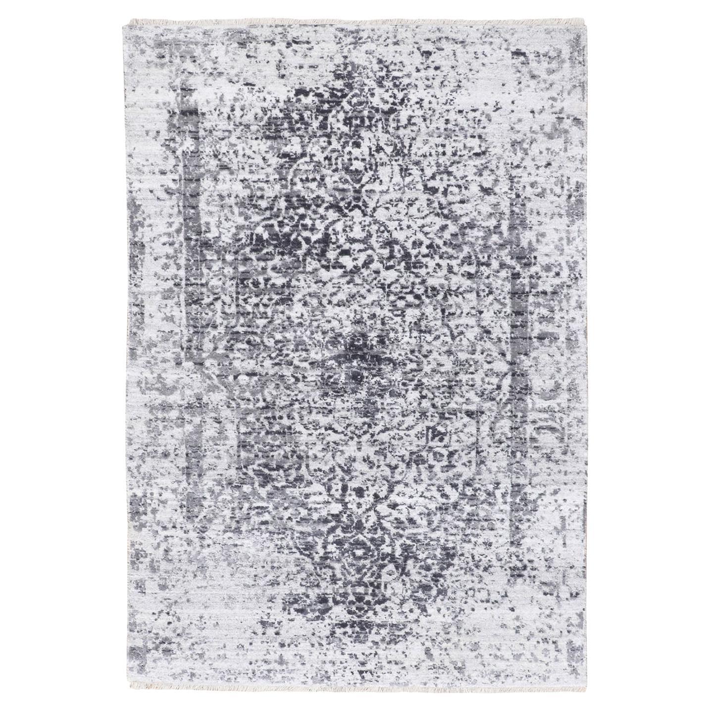 3'x5'1" Broken Persian Design Wolle und reine Seide handgeknüpft Orientteppich