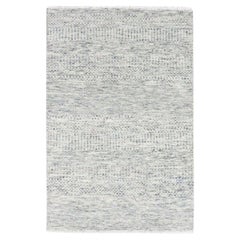3'x5'1" Gainsboro Gray Grass Design Handgeknüpft Ungefärbt Bio-Wolle Teppich