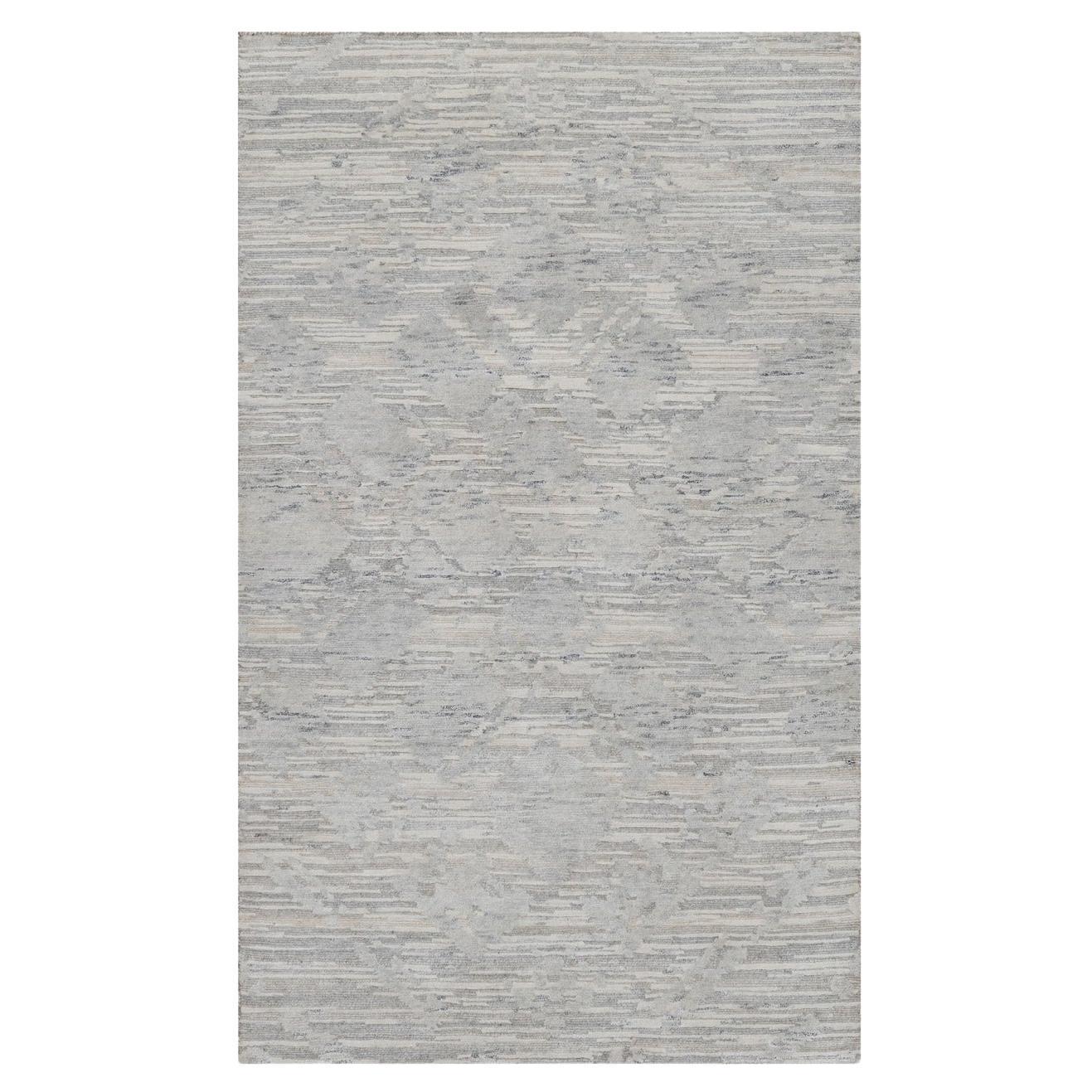 3'x5'1" Gray Modern Design Hand Spun Undyed Natural Wool Hand Knotted Rug
