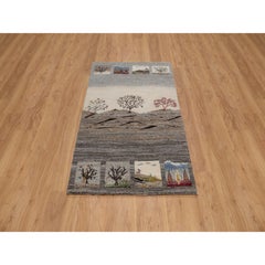 3'x5'1" Gray Modern Lori Buft Gabbeh Scenery Design Hand Knotted Wool Rug