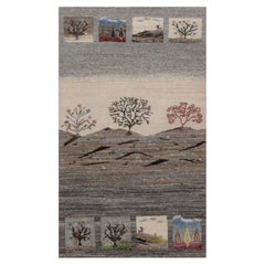 3'x5'1" Gray Modern Lori Buft Gabbeh Scenery Design Hand Knotted Wool Rug