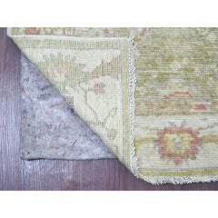 3'x5'1" Grün Reine Wolle Afghan Angora Oushak mit Leaf Design Hand geknüpft Teppich