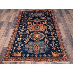 3'x5'1" Midnight Blue Aryana Grade Heriz All Over Design Hand Knotted Wool Rug