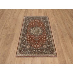 3'x5'1" Rust Red Antiqued Tabriz with Haji Jalili Design Rugs en laine nouée à la main