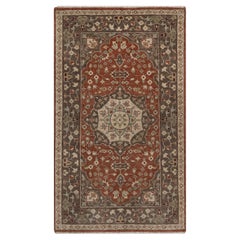 3'x5'1" Rust Red Antiqued Tabriz with Haji Jalili Design Hand Knotted Wool Rug